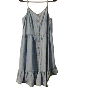 Japna Light Blue Button-Down Casual Dress